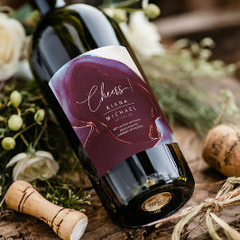 Bläck Flow Bröllop Burgundy ID762 Vin-etikett Vinflaska Etikett