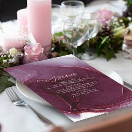Bläck Flow Bröllop Menu Burgundy ID762