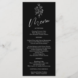 Black Flower Bohemian Simple Botanical Menu Meny