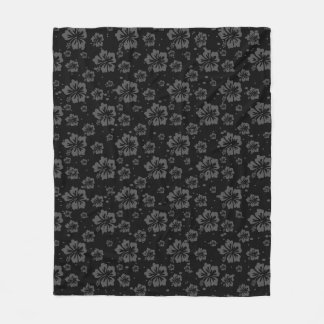 Black Flower Illustration på svart bakgrund Fleecefilt