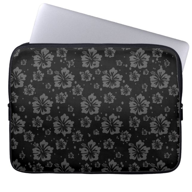 Black Flower Illustration på svart bakgrund Laptop Fodral (Framsidan)