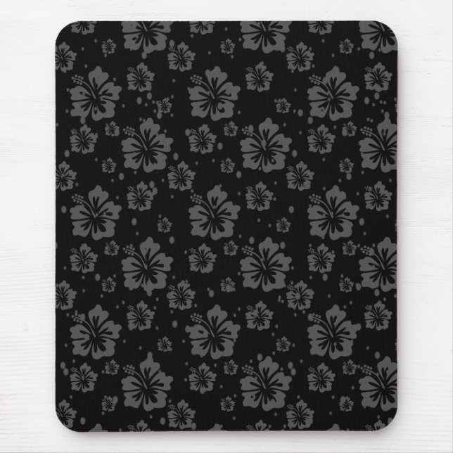 Black Flower Illustration på svart bakgrund Musmatta (Framsidan)
