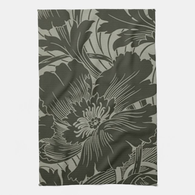 Black Flower Line Art Kitchen Towel Kökshandduk (Vertikal)
