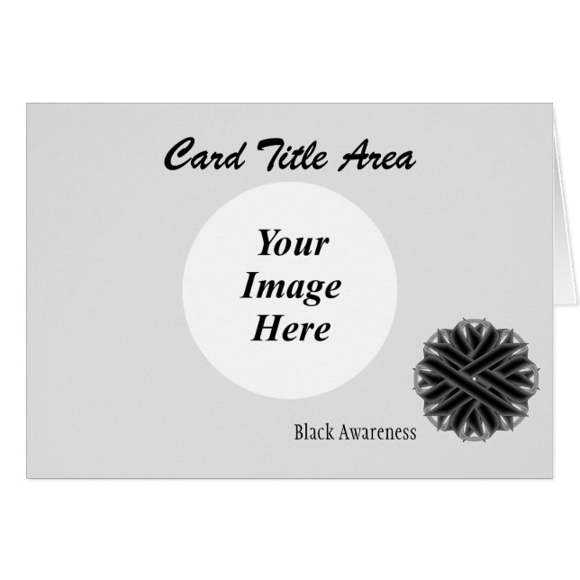 Black Flower Ribbon Template av Kenneth Yoncich Hälsningskort (Framsidan Horizontal)