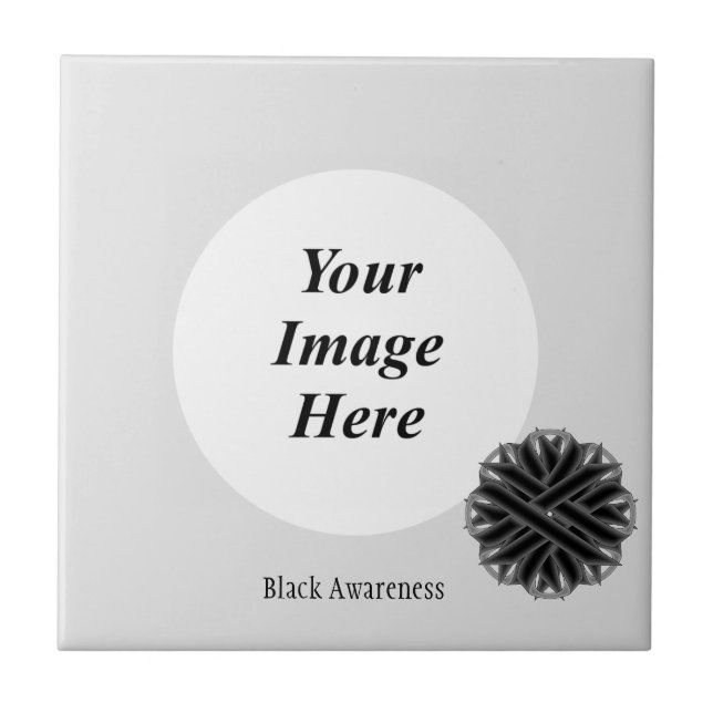 Black Flower Ribbon Template av Kenneth Yoncich Kakelplatta (Framsidan)