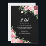 Black &  Flowers Girls 21:a födelsedagen Inbjudan<br><div class="desc">Black &  Flowers Girls 21:a födelsedag Inbjudan Elegant Blommigt Rosa Burgundy Design. Variationer i inbjudan och matchande artiklar i vår butik</div>