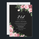 Black &  Flowers Girls 21:a födelsedagen Inbjudan<br><div class="desc">Black &  Flowers Girls 21:a födelsedag Inbjudan Elegant Blommigt Rosa Burgundy Design. Variationer i inbjudan och matchande artiklar i vår butik</div>
