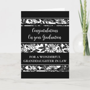 Black Flowers Granddotter i Law Studenten Kort