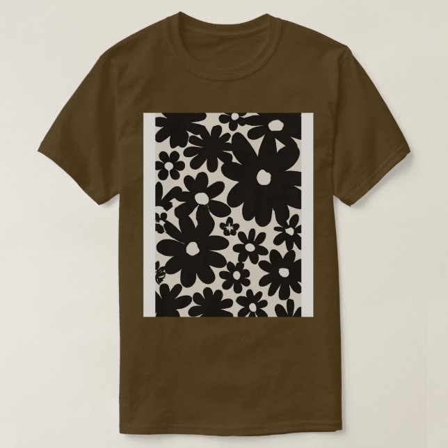 Black Flowers Mönster 1 T Shirt (Design framsida)