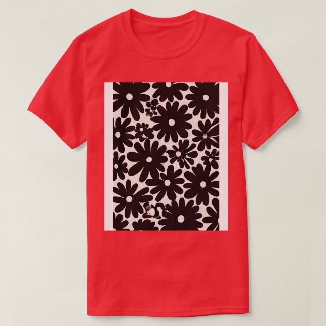 Black Flowers Mönster 2 T Shirt (Design framsida)