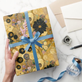 Black Flowers och Guld Abstrakt | Klimtesque Presentpapper