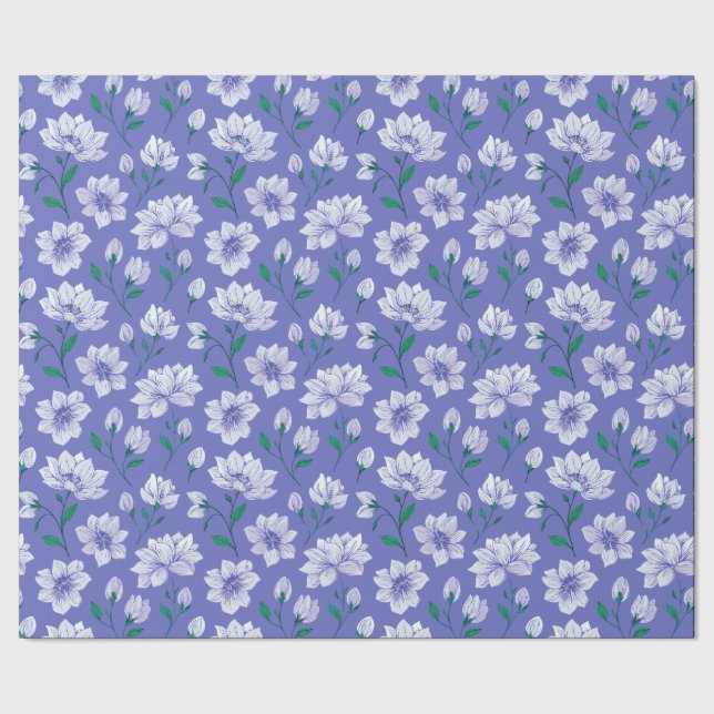 Bläck Flowers på Lavender Presentpapper (Seam)