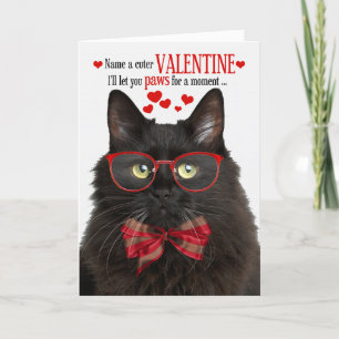 Black Fluffy Cat Valentine Day Kattdjur Humor Helgkort