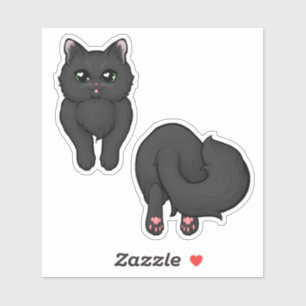 Black Fluffy Kattunge Booty Klistermärken