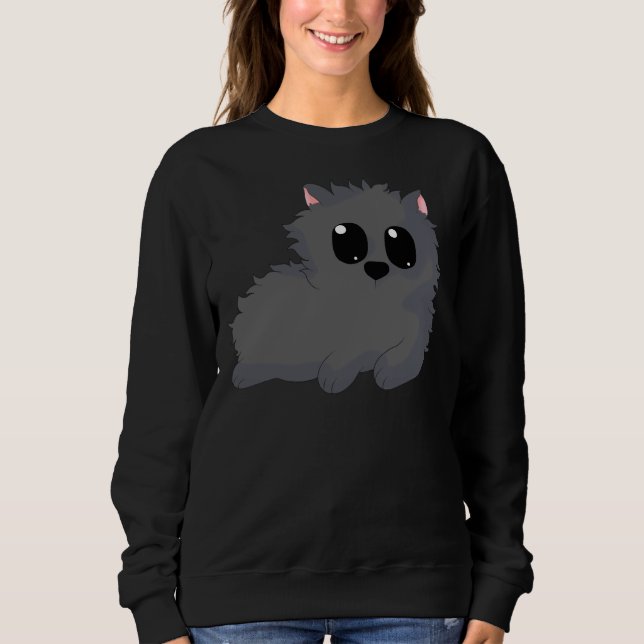 Black Fluffy Pudel T Shirt (Framsida)