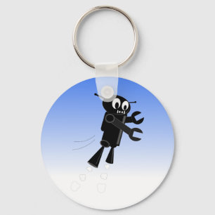 Black Flying Robot Blå himmel Background Nyckelring