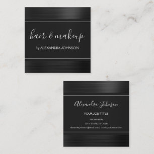 Black Foil Modern Elegant Brushed Metall Fyrkantigt Visitkort
