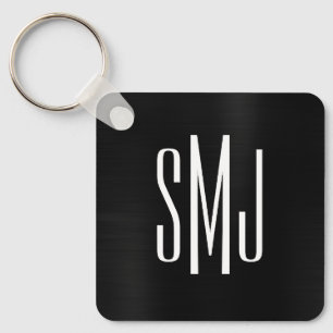 Black Foil Tre Brev Monogram Nyckelring