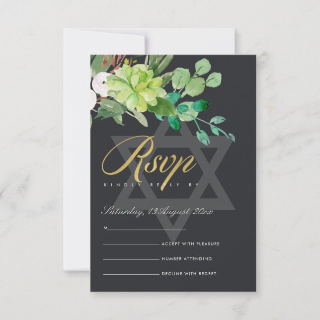 BLACK FOLIAGE WREATH STAR PUB BAT MITZVAH OSA KORT (Framsida)