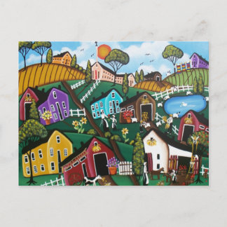 BLACK FOLK ART Borttappad Sheep BY LORI EVERETT vy Vykort