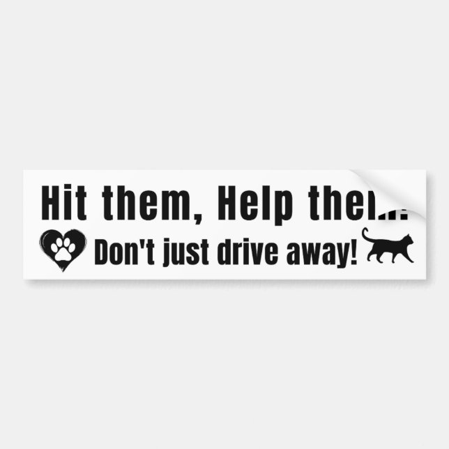 Black Font "Hit them, Help them!" Bumper Sticker Bildekal (Framsidan)