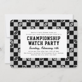 Black Football Check Championship Game Watch Party Inbjudningar