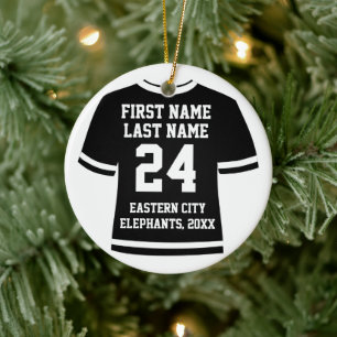 Black Football Soccer Hockey Sports Jersey Julgransprydnad Keramik