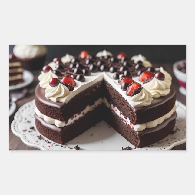 Black Forest Cake Rektangulärt Klistermärke (Framsida)