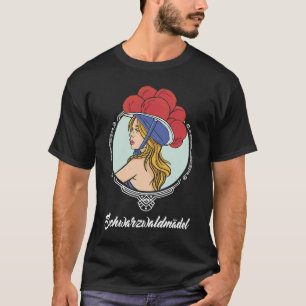 Black Forest-flicka med traditionell Bollen-hatt T Shirt