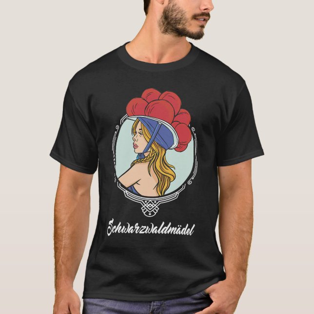 Black Forest-flicka med traditionell Bollen-hatt T Shirt (Framsida)