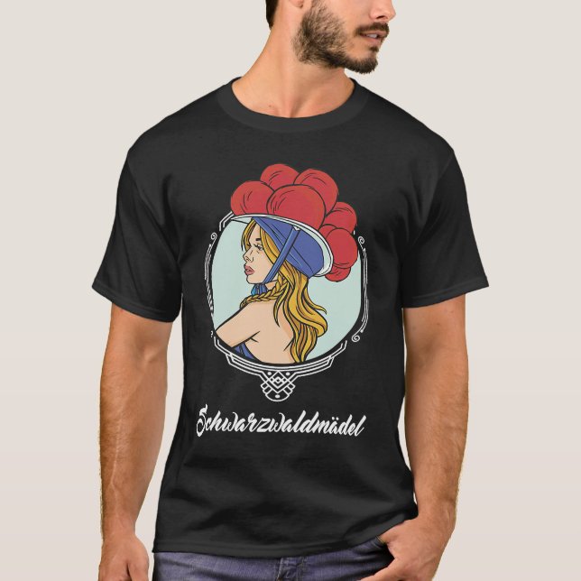 Black Forest girl with traditional Bollen hat T Shirt (Framsida)