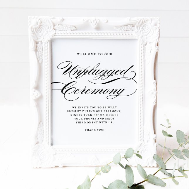 Black Formal Calligraphy Unplugged Ceremony Poster (Skapare uppladdad)