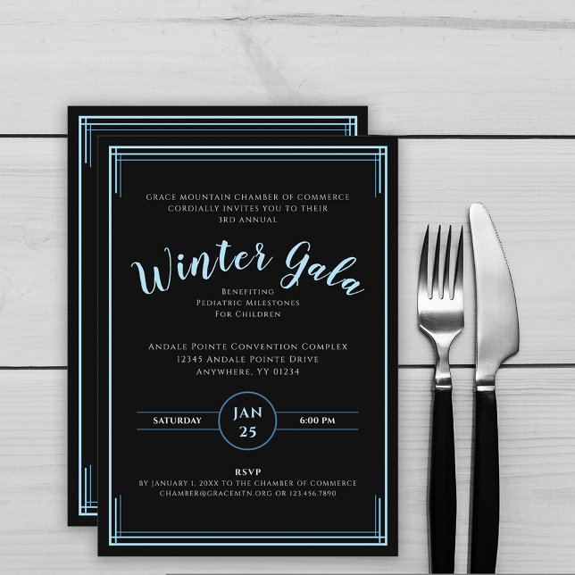 Black Formal Simple Corporate Winter Gala Inbjudningar (Black Formal Simple Corporate Winter Gala Invitation)