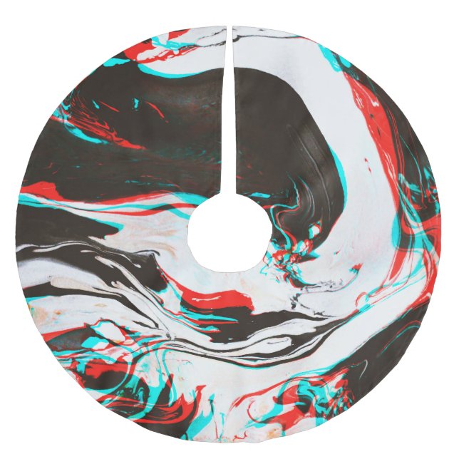Bläck: Förstört Glitch Struktur. Julgransmatta Borstad Polyester (Framsidan)