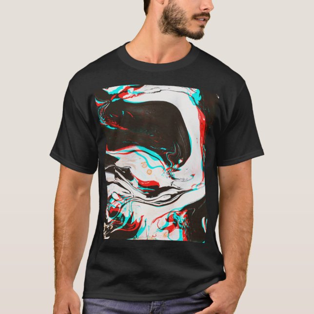 Bläck: Förstört Glitch Struktur. T Shirt (Framsida)