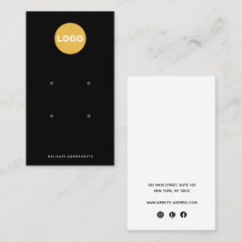 Black Four 4 Hål Stud Earring Visning Holder Logot Visitkort