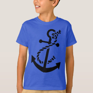Black Frakts Anchor Nautical Thmet Tee Shirt