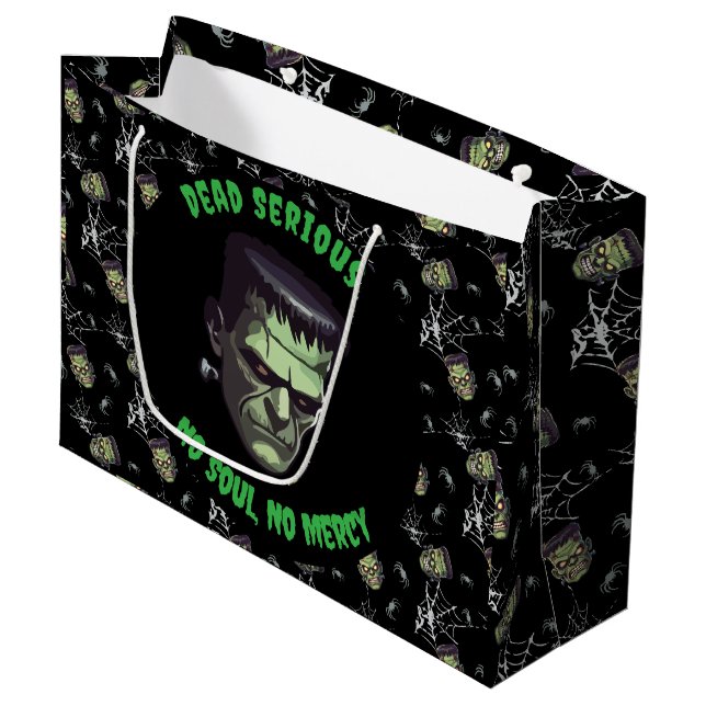🖤 Black Frankenstein Halloween Gift Bag 💀 🎃 (Framsidan Vinklad)