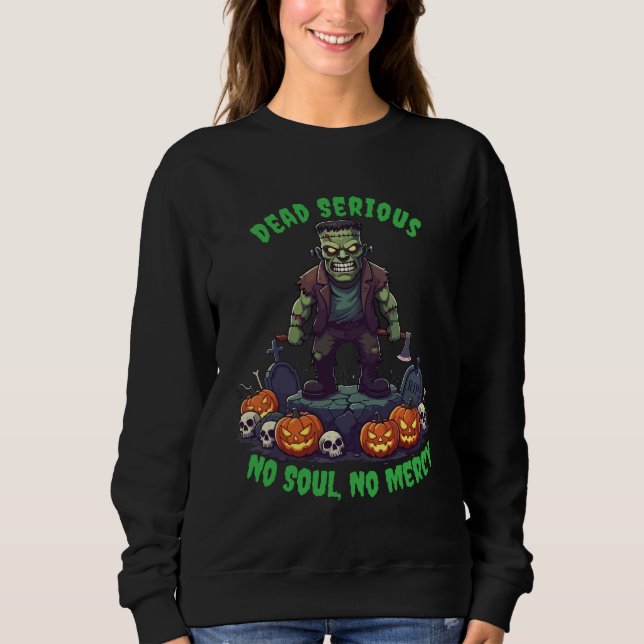 🖤 Black Frankenstein Halloween Sweatshirt 💀 🎃 U T Shirt (Framsida)