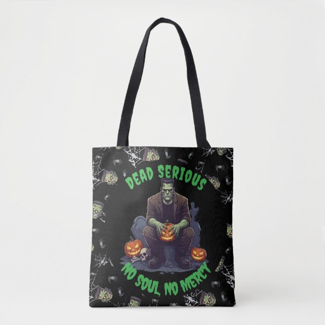 🖤 Black Frankenstein Halloween Tote bag Tygkasse (Framsida)
