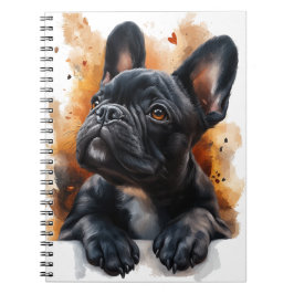 Black Fransk Bulldog-anteckningsbok Anteckningsbok