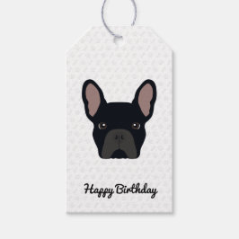 Black Fransk Bulldog Birthday Presentetikett