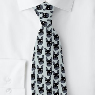 Black Fransk Bulldog Blue Neck Tie Slips