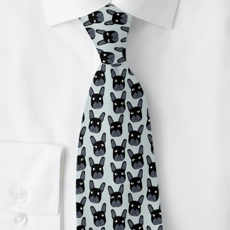 Black Fransk Bulldog Blue Neck Tie Slips