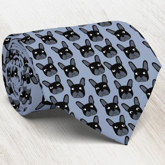 Black Fransk Bulldog Blue Neck Tie Slips
