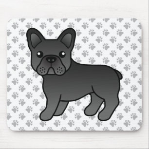Black Fransk Bulldog Cute Tecknad hund Musmatta