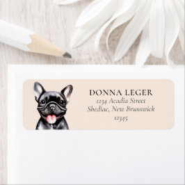 Black Fransk Bulldog Hund Personlig Adress Returadress Etikett