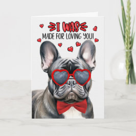 Black Fransk Bulldog Made for Loving You Valentine Helgkort
