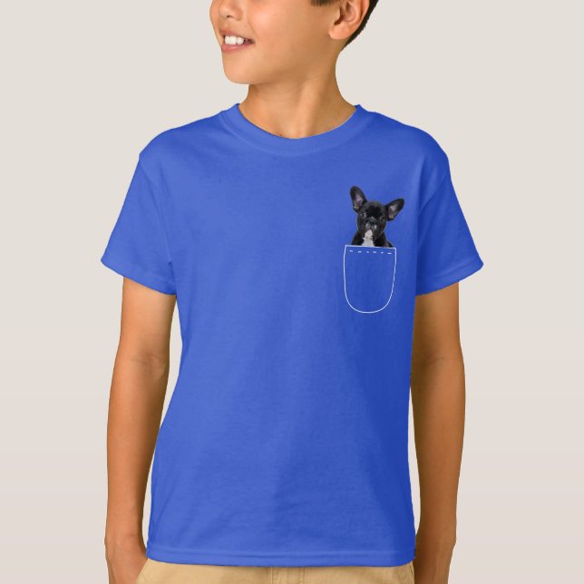 Black Fransk Bulldog Pocket Puppy T Shirt (Framsida)