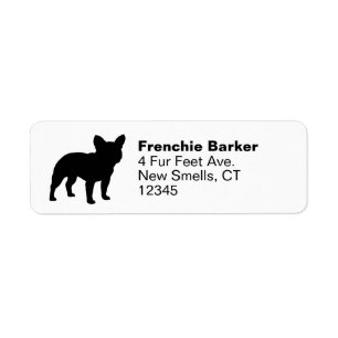 Black Fransk Bulldog Silhouette Frenchie Hund Returadress Etikett